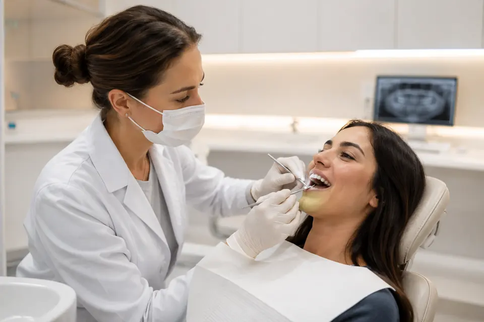 Tratamento odontológico restaurador em clínica moderna